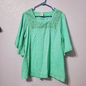 🔥 NWOT BLAIR Embroidered Lace Bell Sleeves Blouse Top M